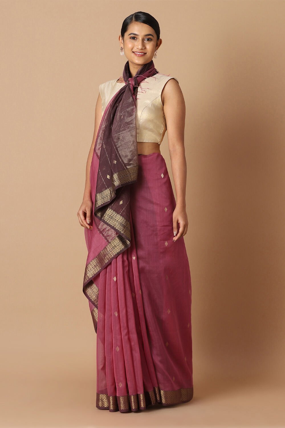 Pink Pure Silk Cotton Maheswari Saree image number null