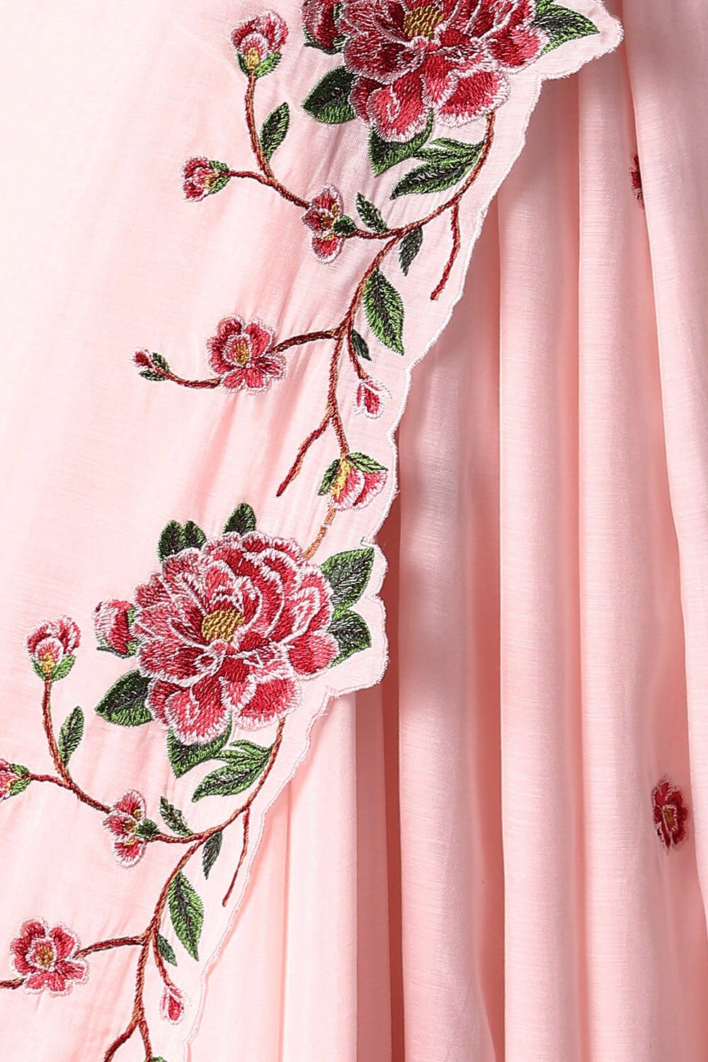 Light Pink Viscose Embroidered Saree image number null