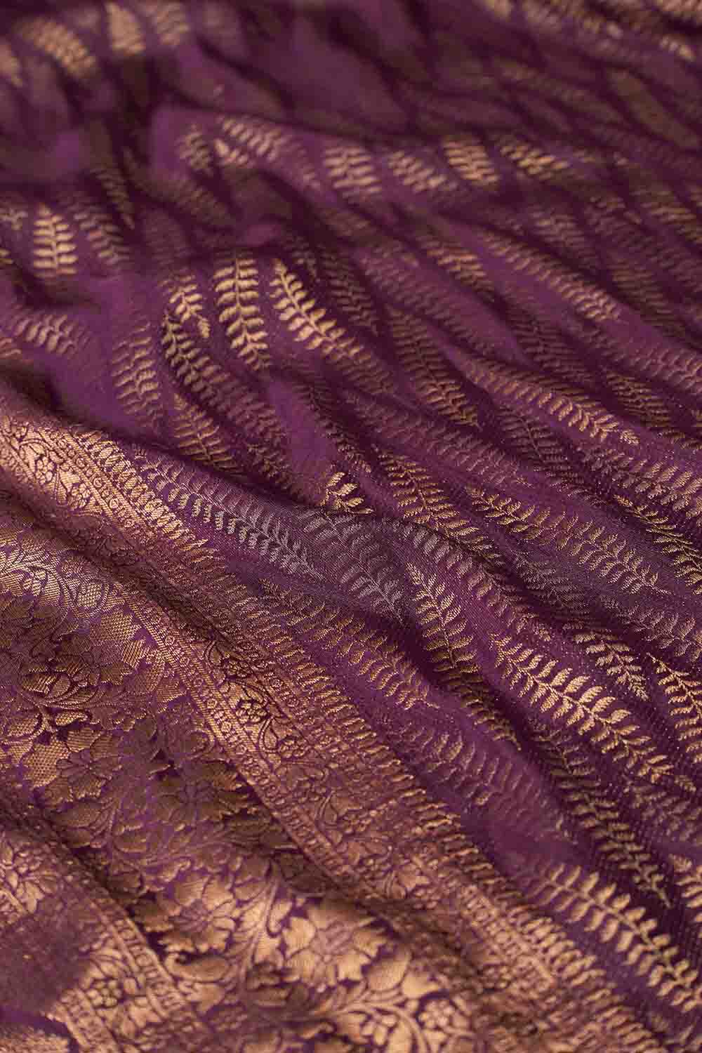 Violet Woven Pure Silk Crepe Saree image number null