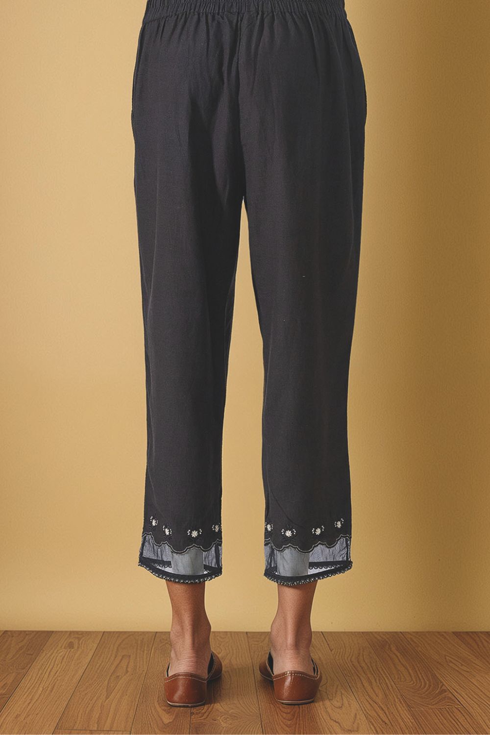 Black Viscose Aari Trouser image number null