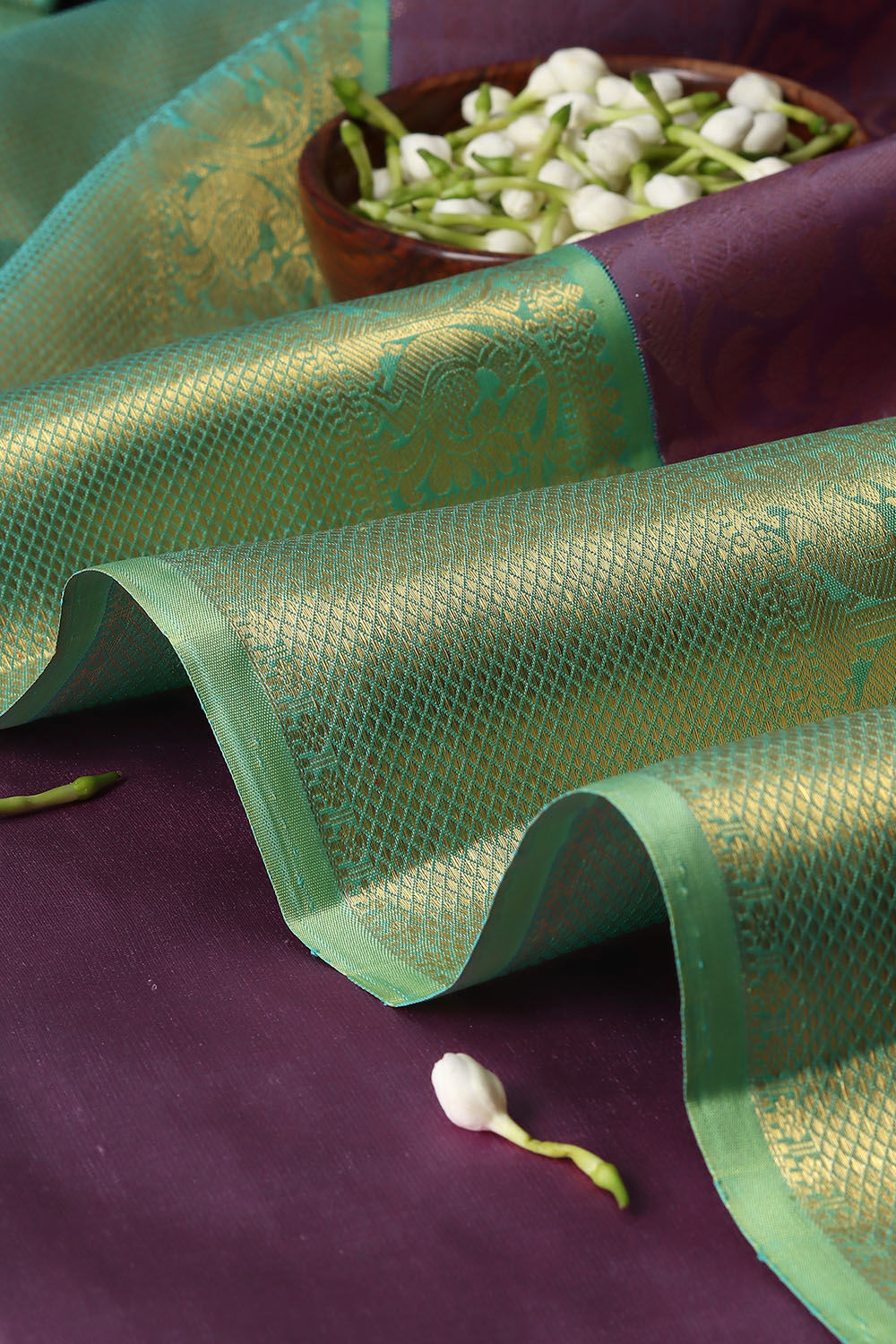 Amethyst Violet Pure Zari Silk Kanjivaram Saree image number null