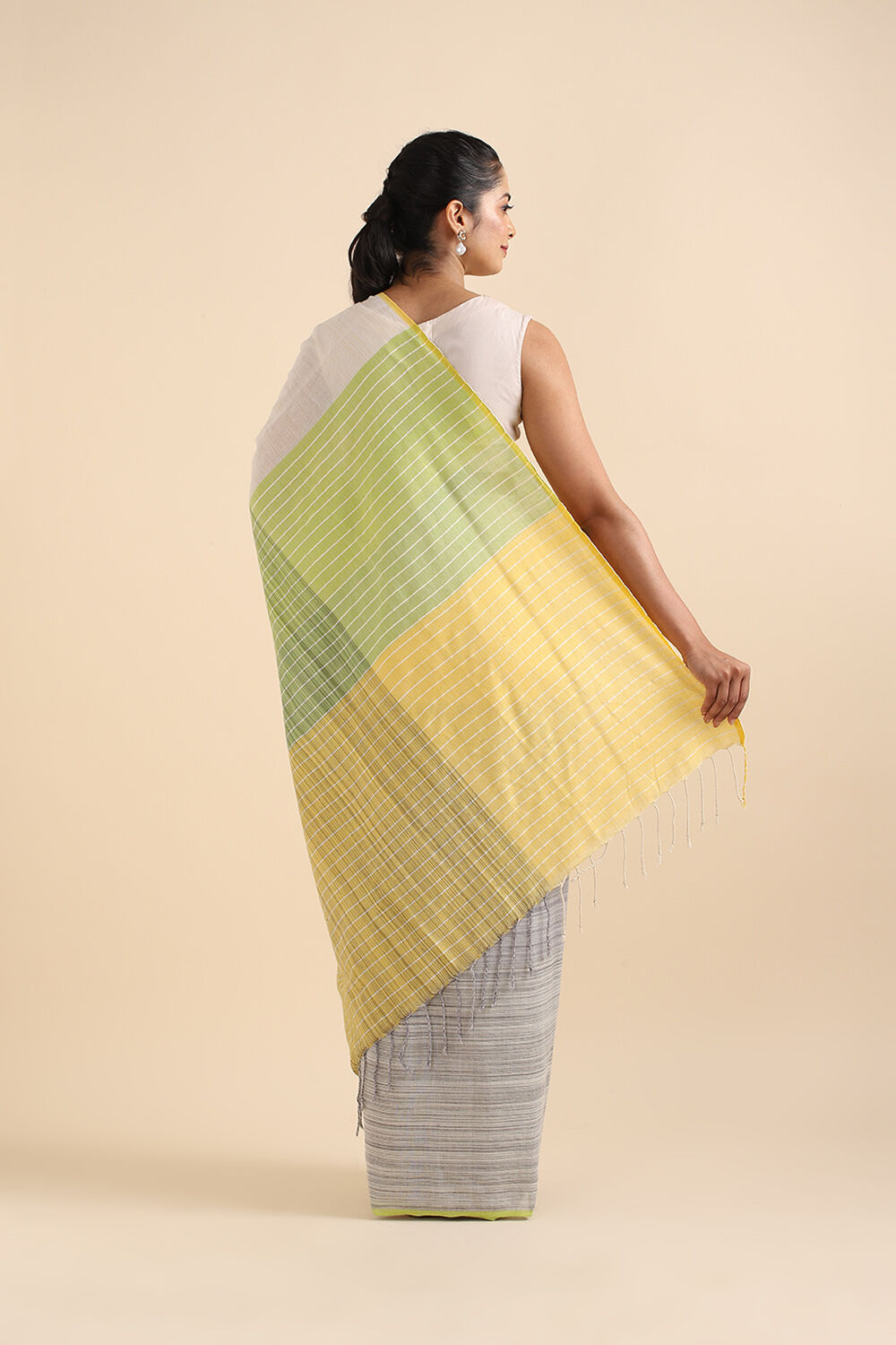 Light Pure Yellow Cotton Bengal Saree image number null