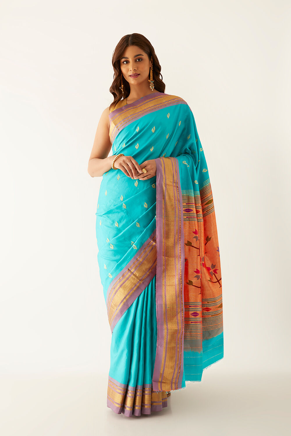 Light Blue Pure Silk Paithani Saree image number null