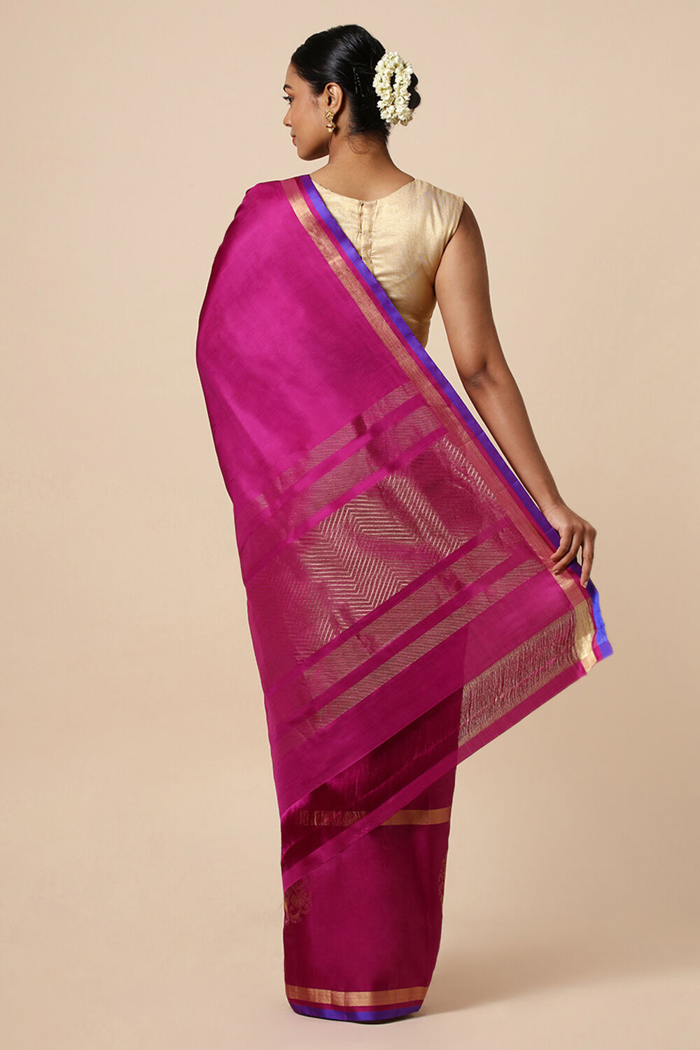 Beige Pure Soft Silk Saree image number null