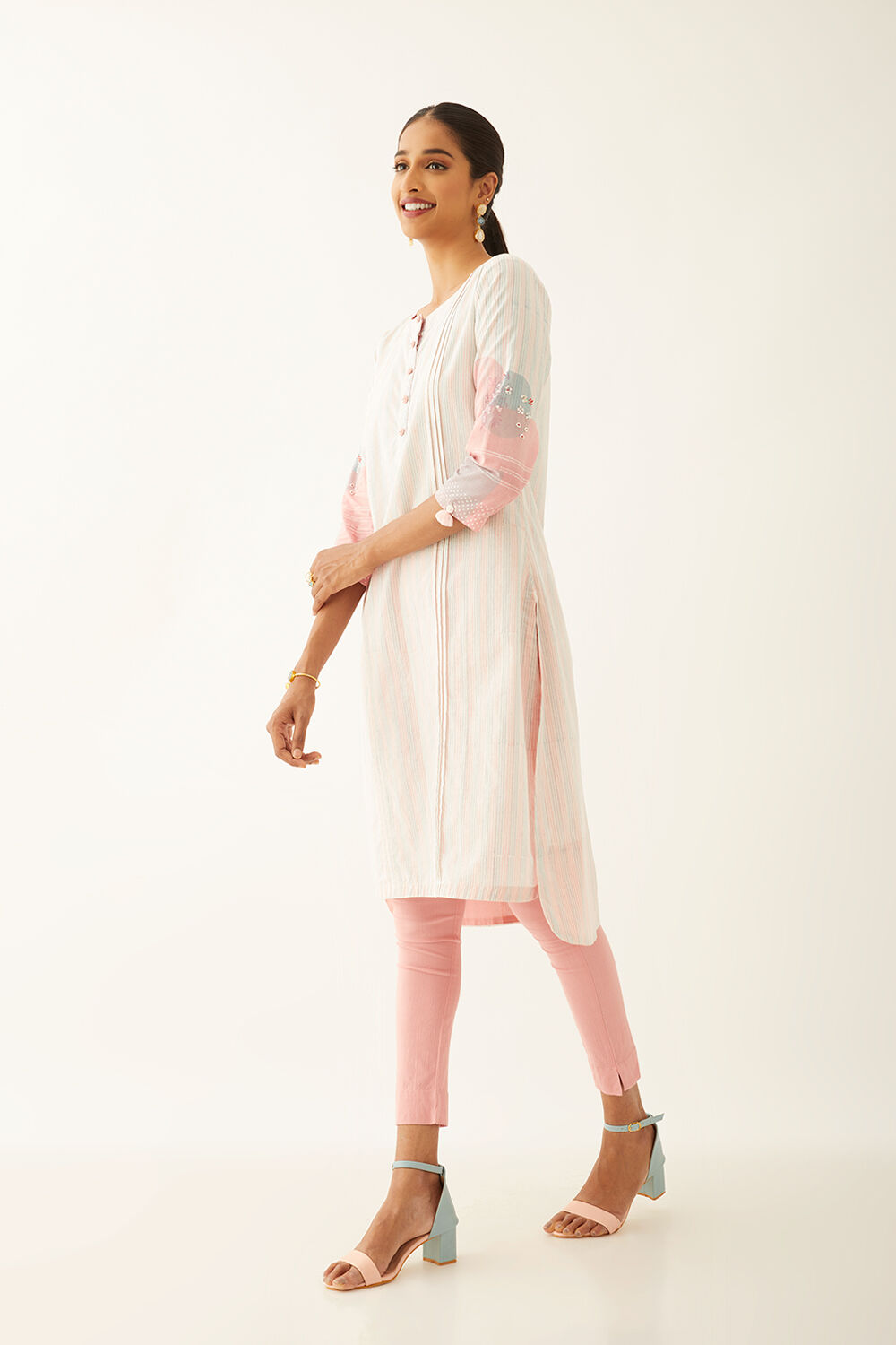 Pink Pure Cotton Printed Sanganeri Kurta image number null