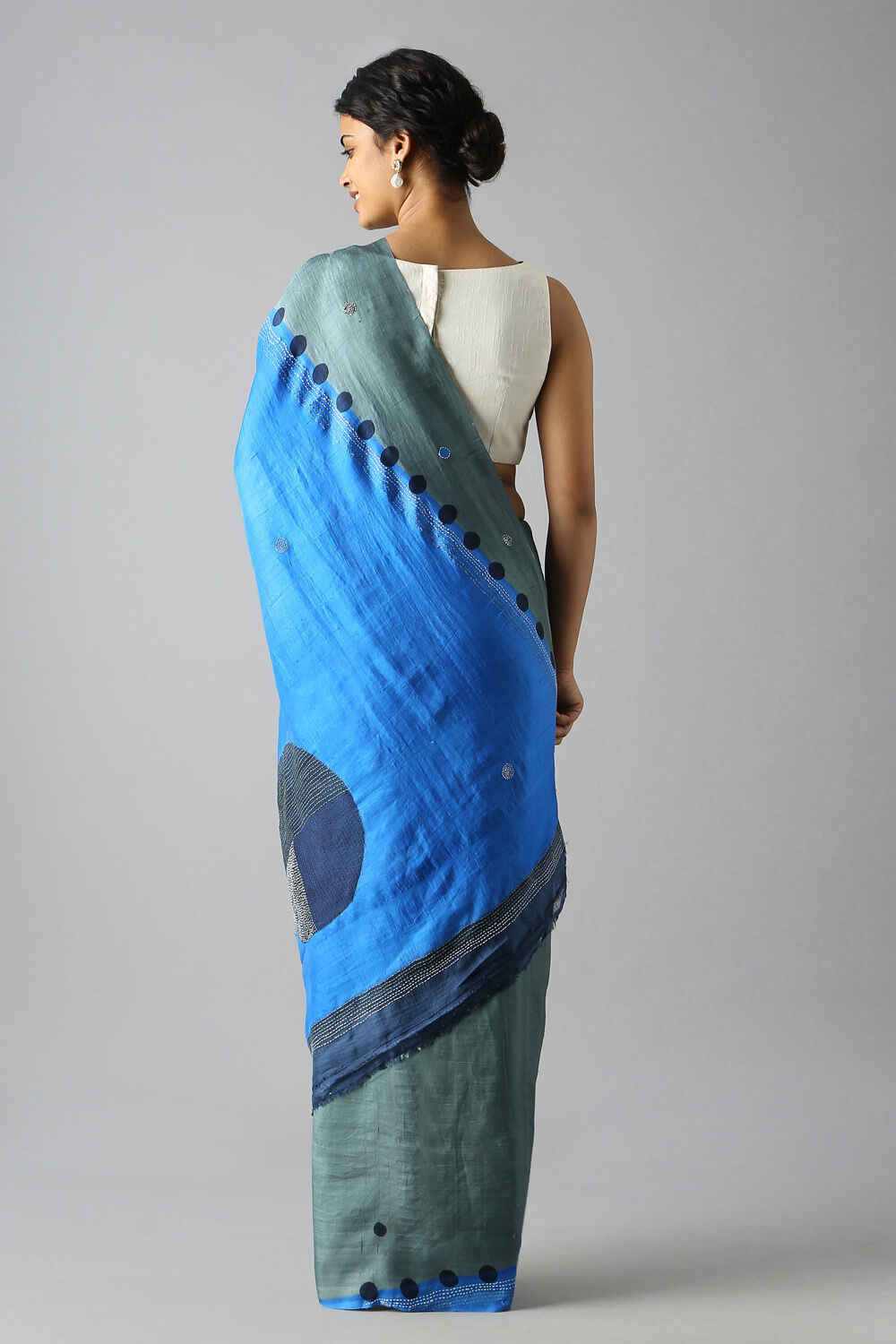 Blue Pure Silk Batik Saree image number null