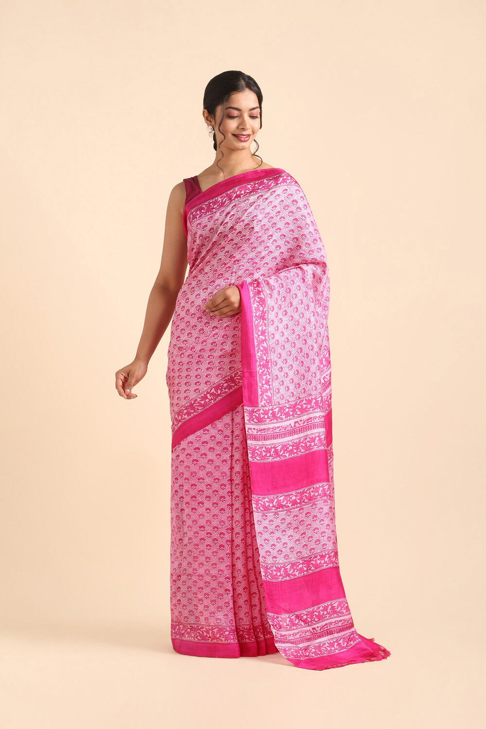 Pink Pure Silk Printed Saree image number null