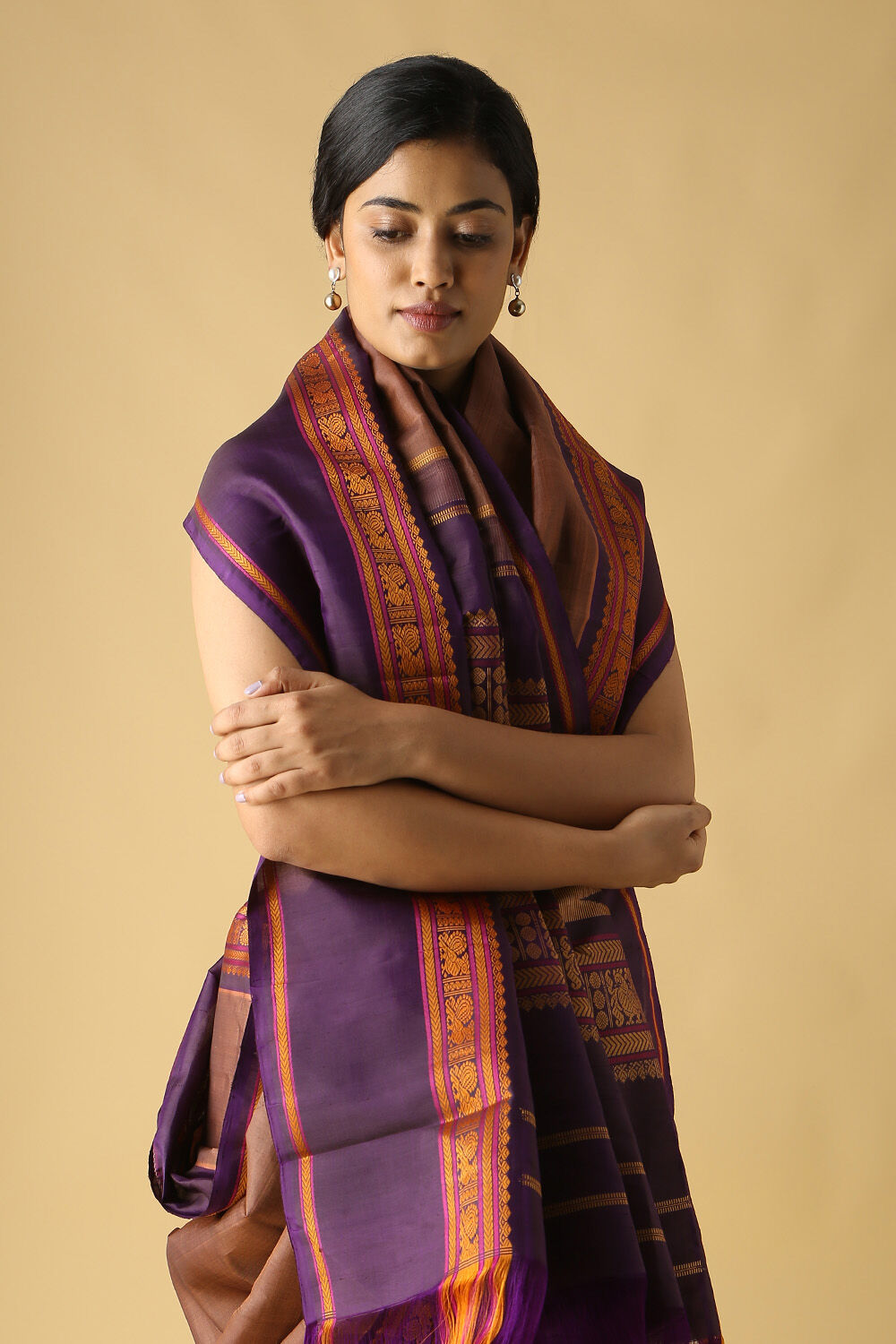 Brown Pure Silk Kanjivaram Saree image number null