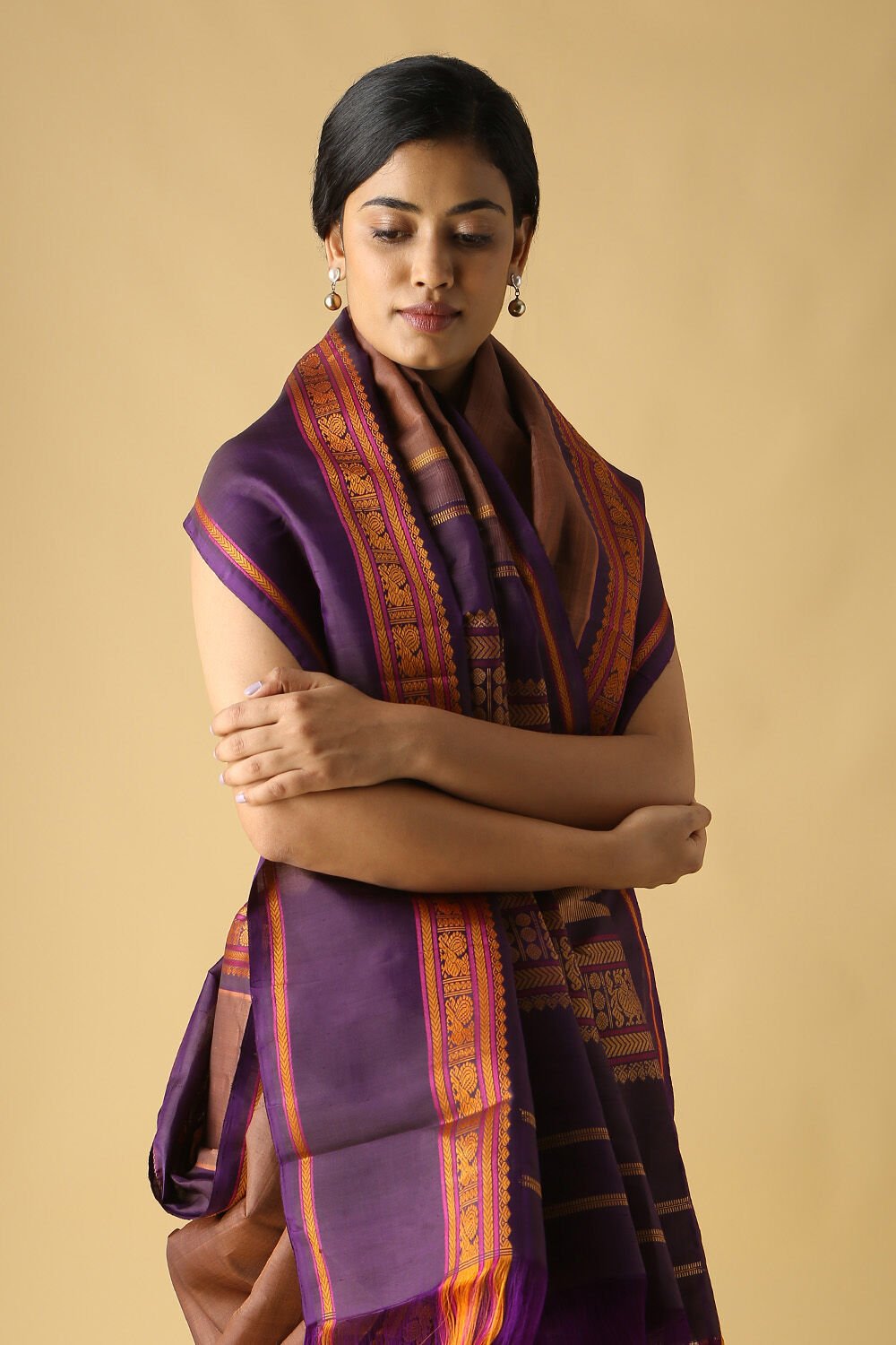 Brown Pure Silk Kanjivaram Saree image number null
