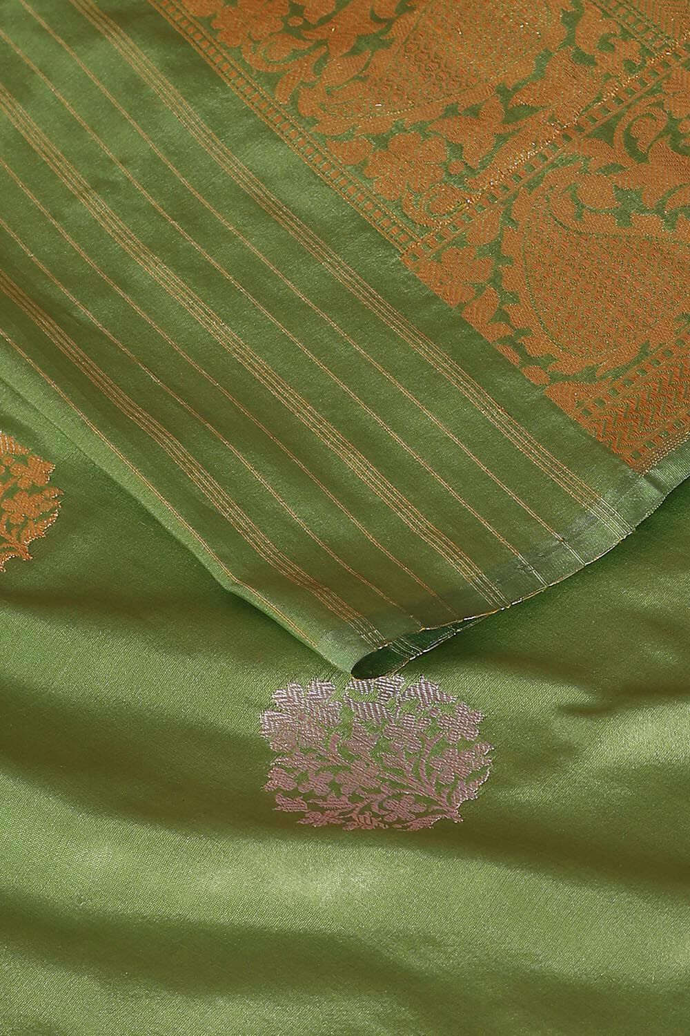 Light Green Pure Silk Banarasi Saree image number null