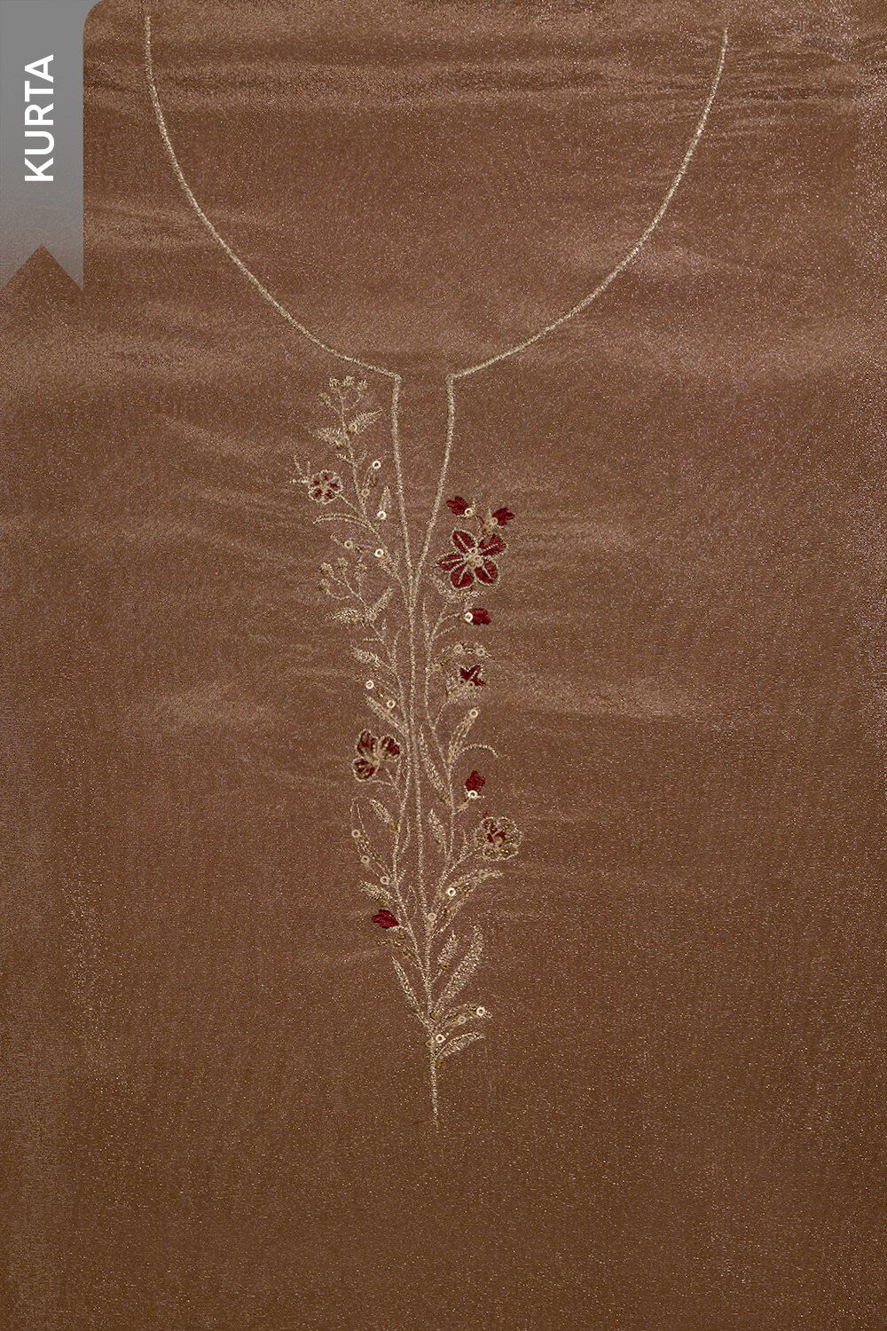 Brown Viscose Tissue Embroidered Unstitched Suit Set image number null