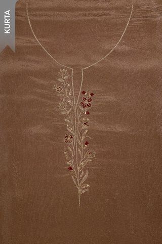 Brown Viscose Tissue Embroidered Unstitched Suit Set thumbnail image number null