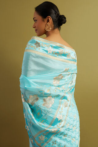 Blue Woven Viscose Luxe Saree thumbnail image number null
