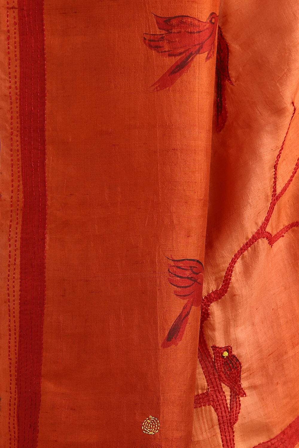 Light Orange Pure Silk Kantha Saree image number null