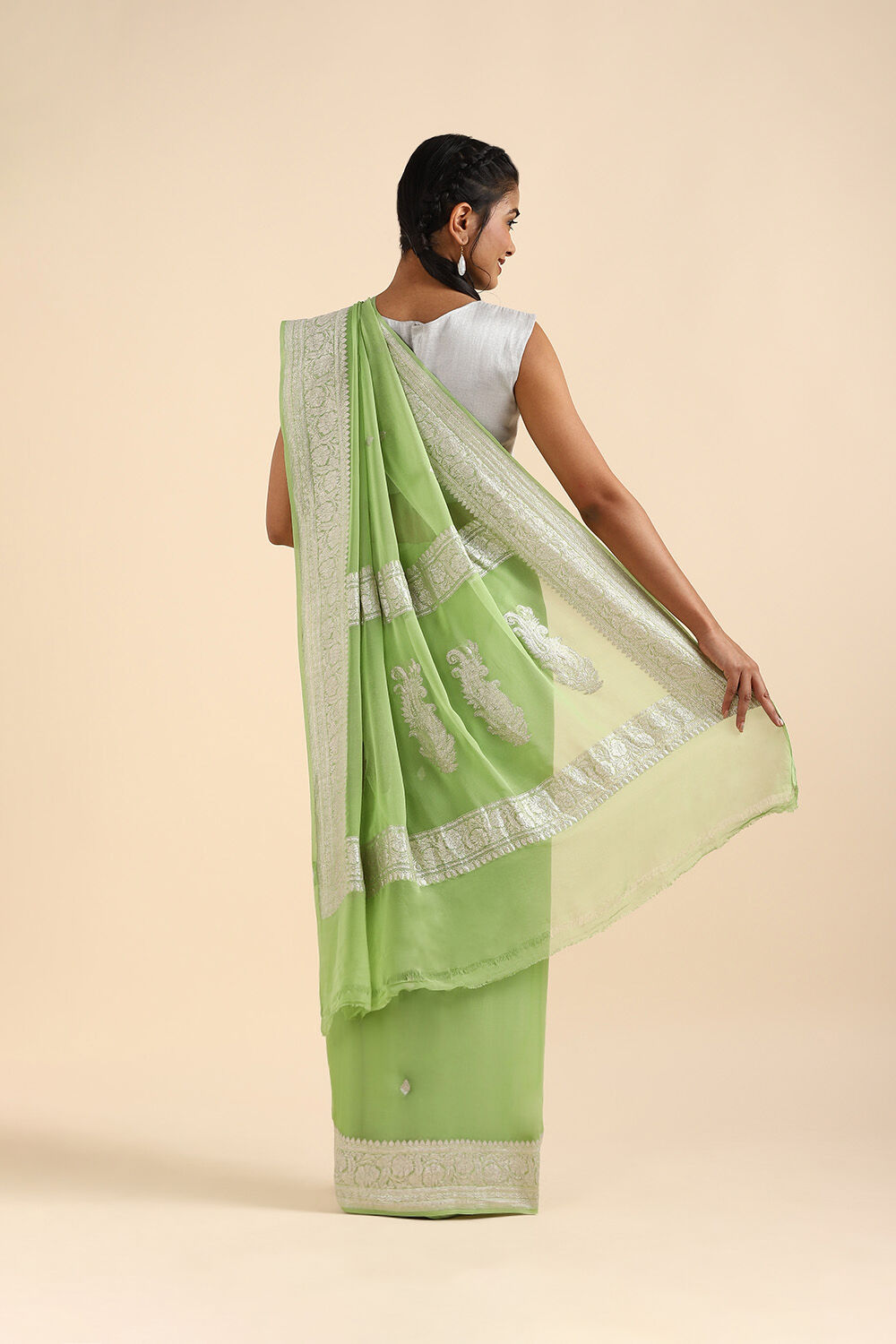 Light Green Pure Georgette Banarasi Saree image number null
