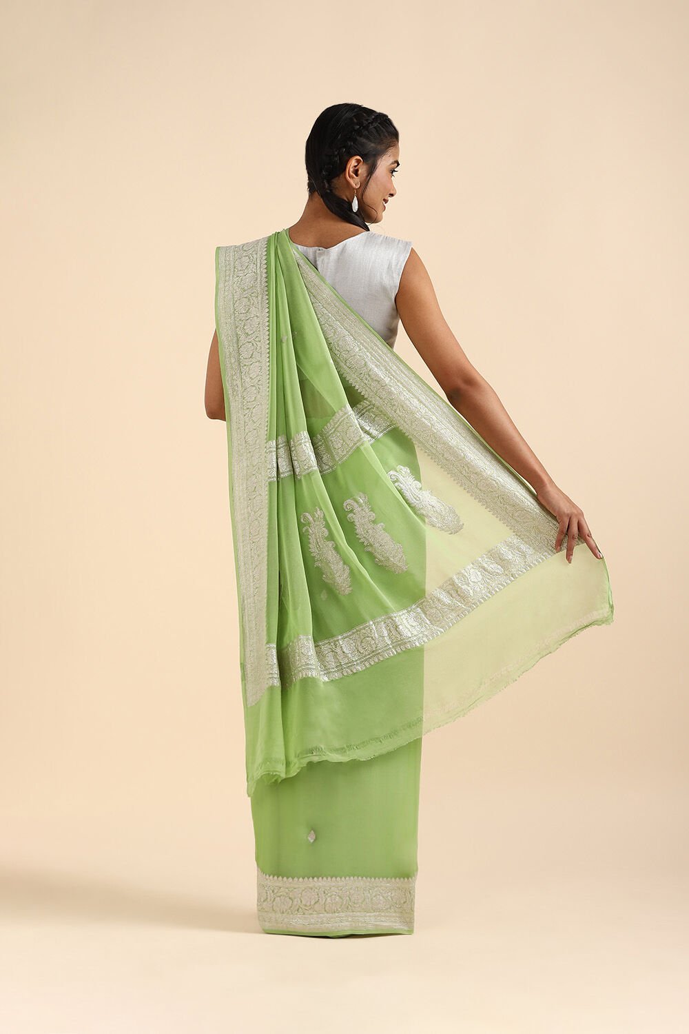 Light Green Pure Georgette Banarasi Saree image number null