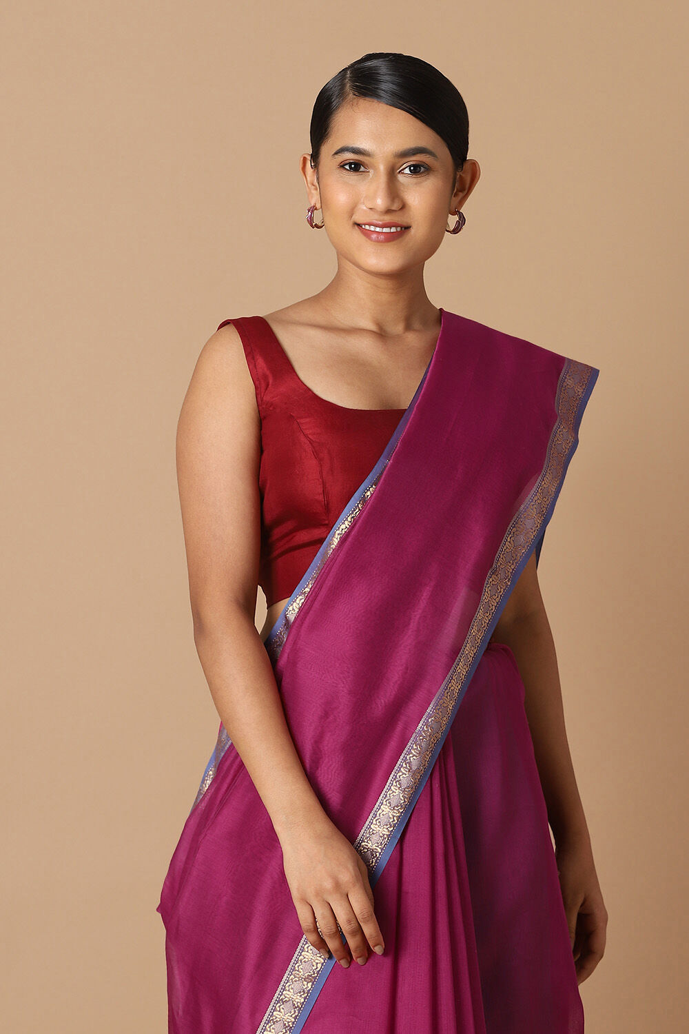 Pink Pure Silk Cotton Maheswari Saree image number null