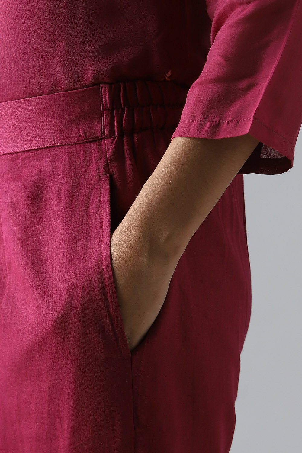 Dark Pink Embroidered Viscose Kurta Set image number null