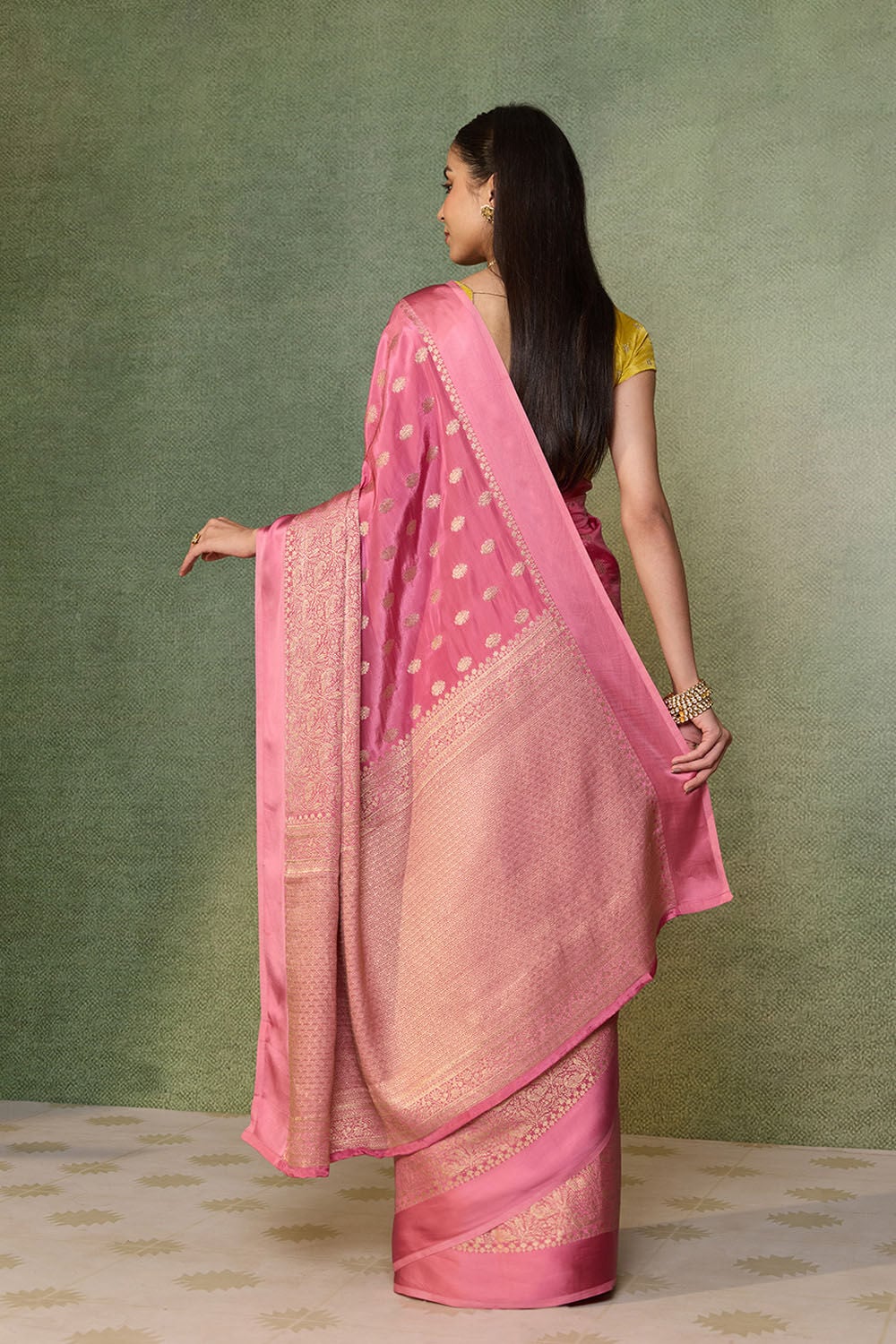 Pink Woven Pure Viscose Saree image number null