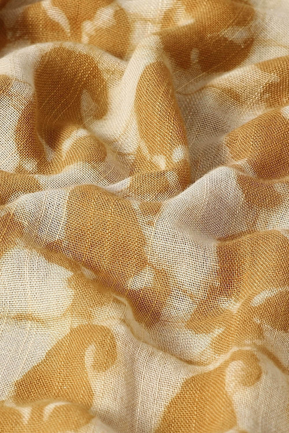 Yellow Pure Cotton Linen Bagru Printed Saree image number null