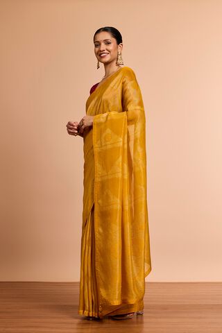 Yellow Woven Viscose Tissue Saree thumbnail image number null