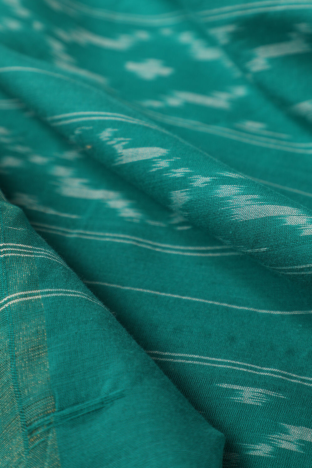 Light Green Pure Cotton Pochampalli Ikat Saree image number null
