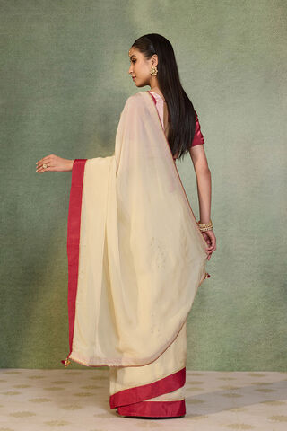 Off White Woven Viscose Organza Saree thumbnail image number null