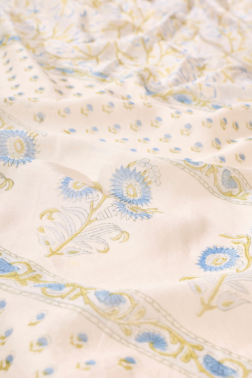 Light Blue Rajasthan Pure Silk Cotton Printed Sanganeri Saree image number null