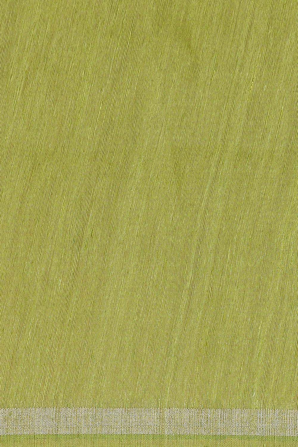 Light Green Pure Silk Linen Jamdani Saree image number null