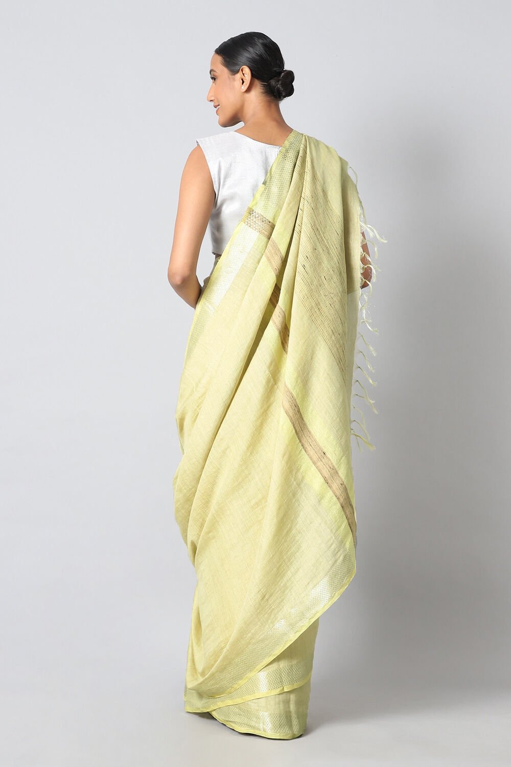 Yellow Pure Tussar Silk Bhagalpuri Saree image number null