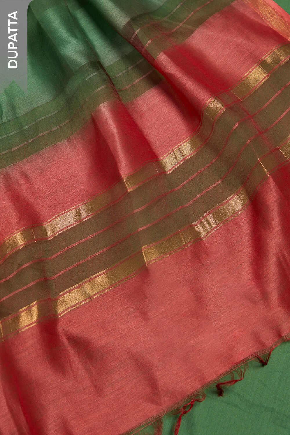 Dark Green Printed Pure Tussar Silk Unstitched Suit Set image number null