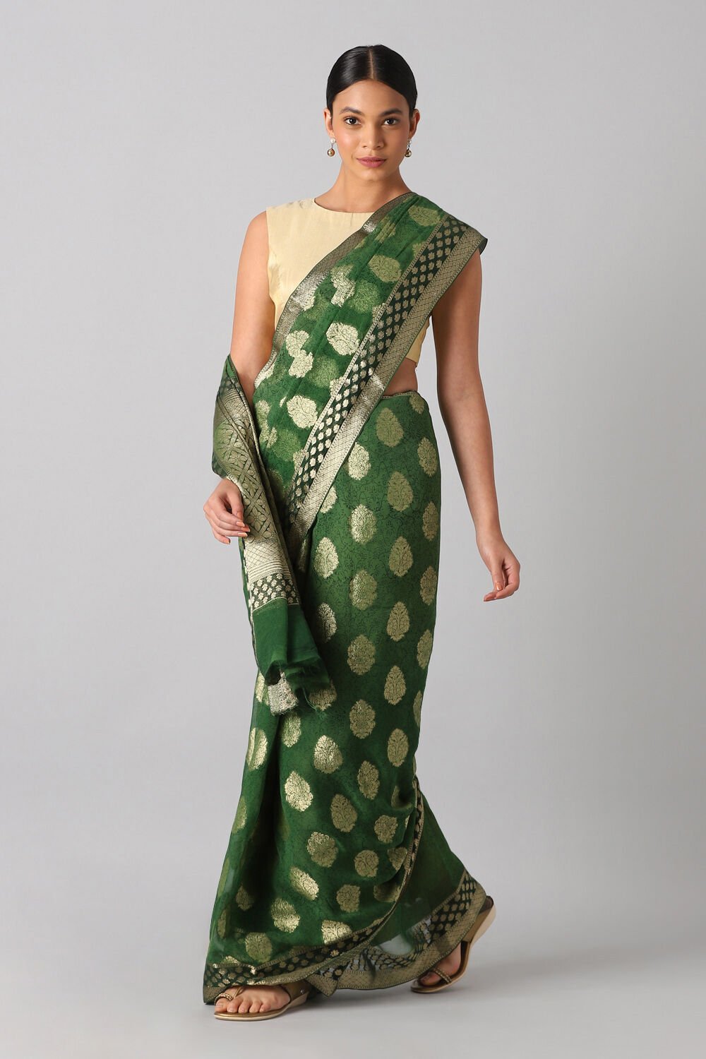 Green Viscose Georgette Banarasi Saree image number null