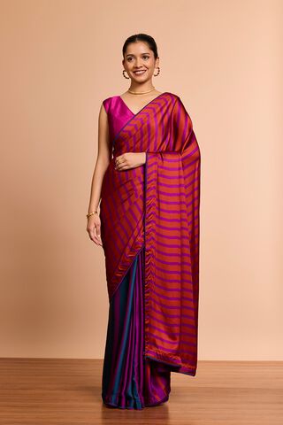 Purple Printed Viscose Saree thumbnail image number null