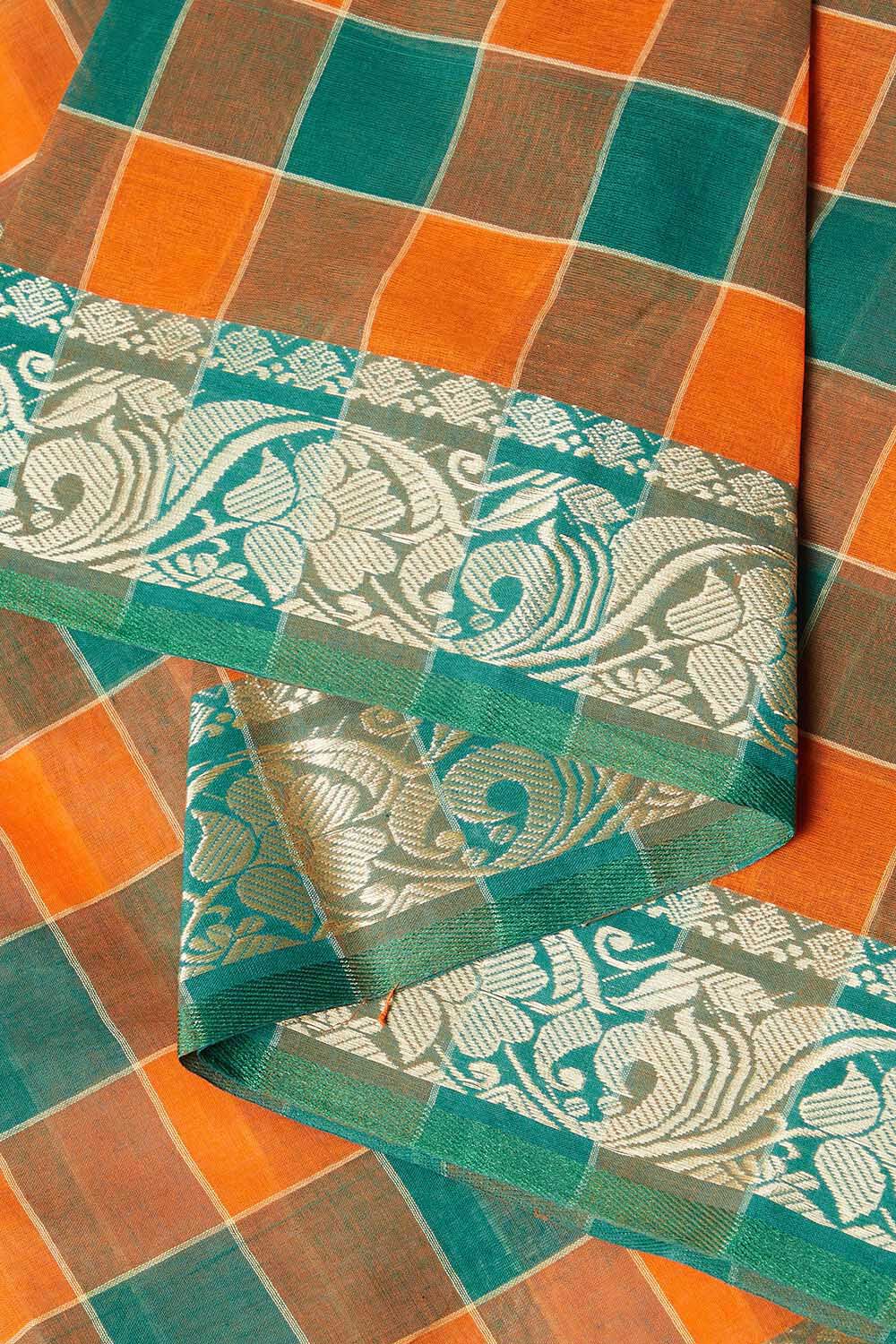 Orange Pure Cotton Bengal Saree image number null