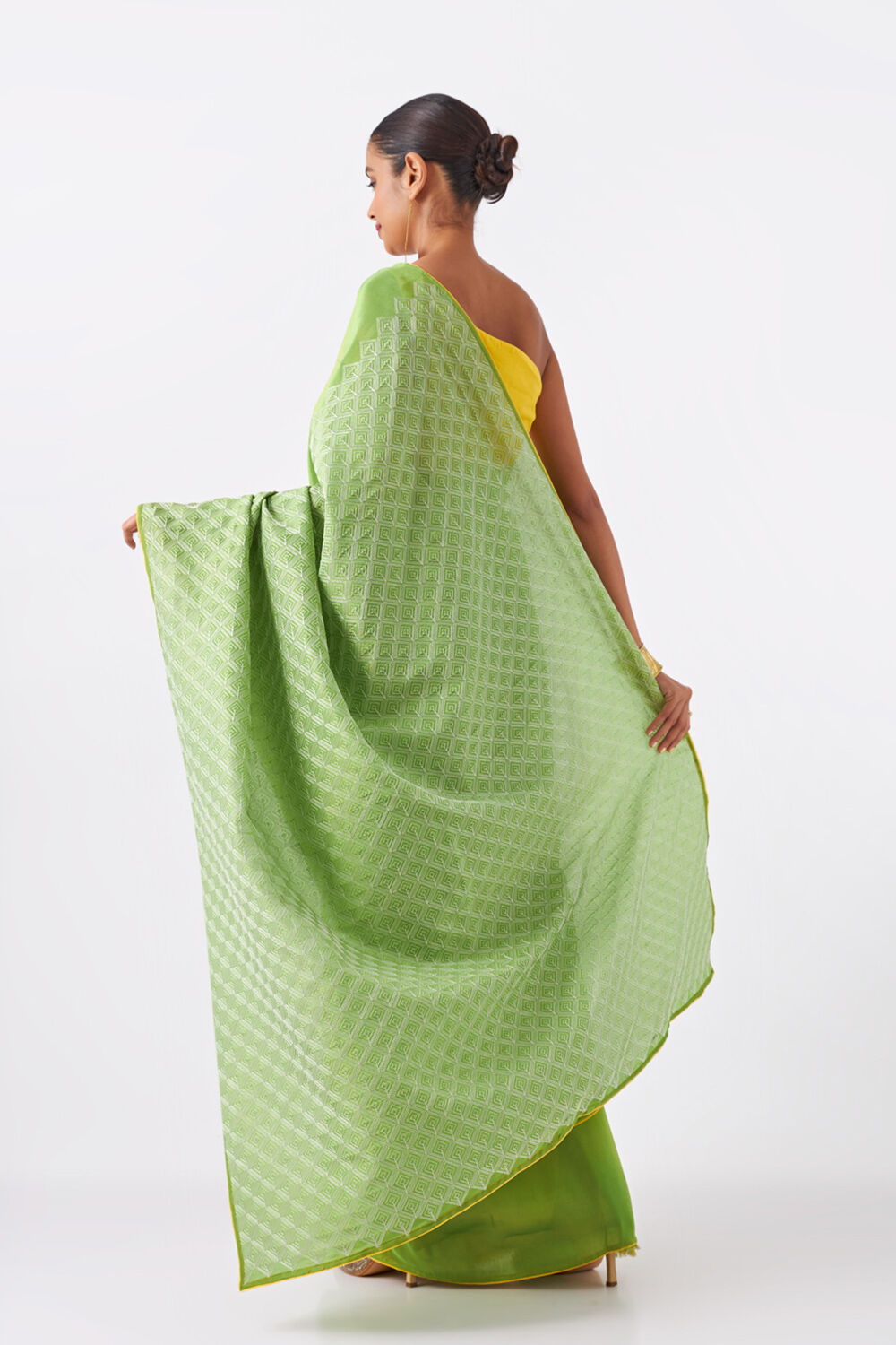 Light Green Pure Organza Tissue Embroidered Saree image number null