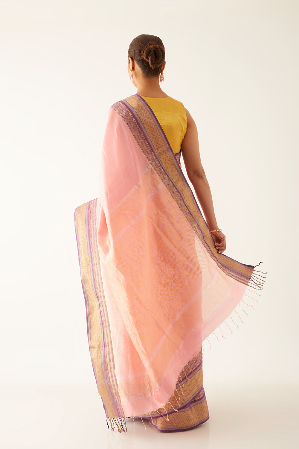Light Pink Pure Silk Maheshwari Saree image number null