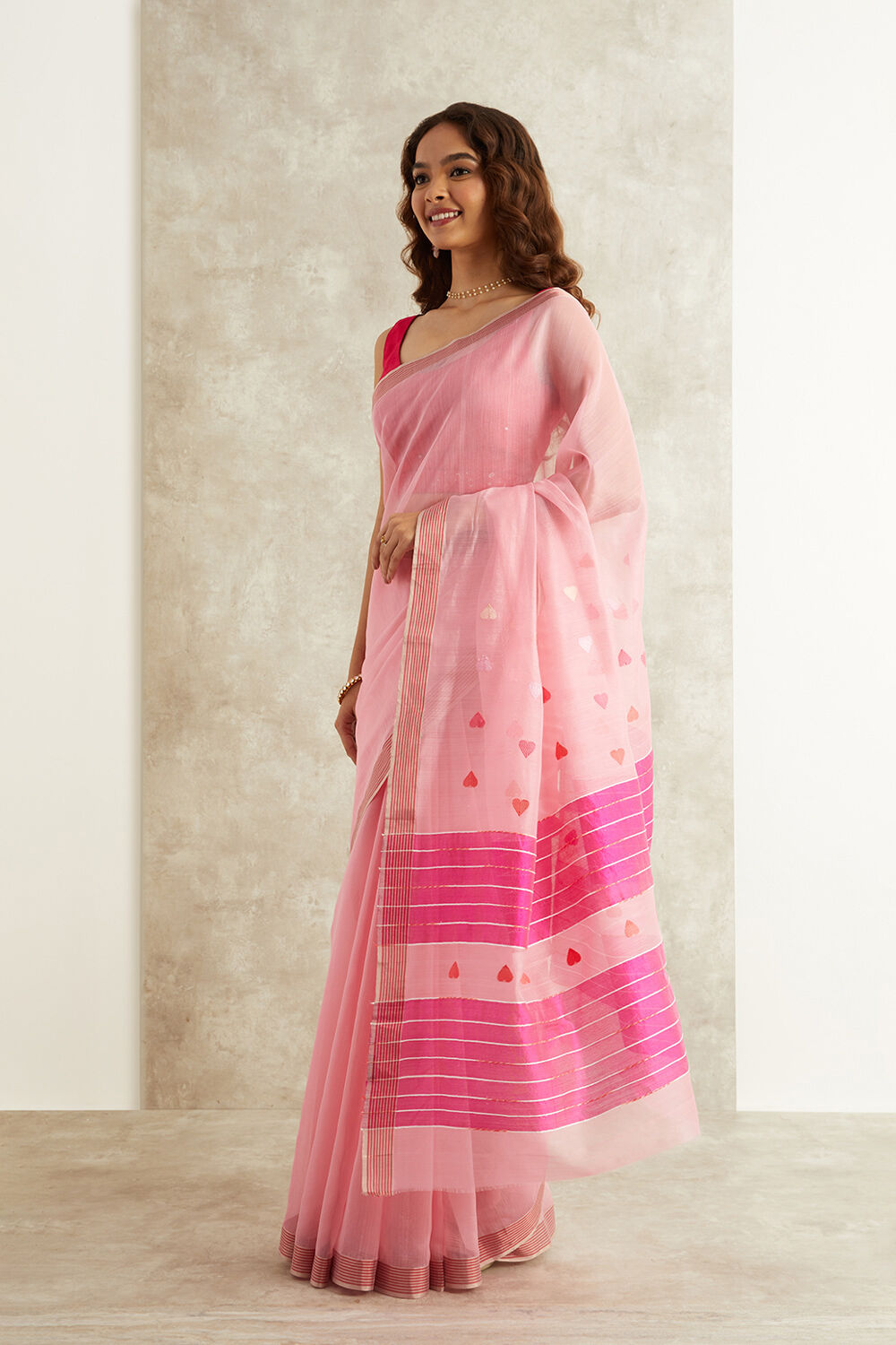 Pink Pure Silk Cotton Eknaliya Chanderi Saree image number null