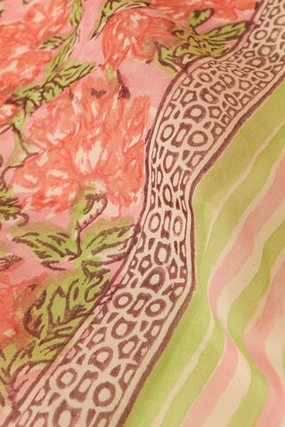 Peach Rajasthan Pure Silk Cotton Printed Sanganeri Saree thumbnail image number null