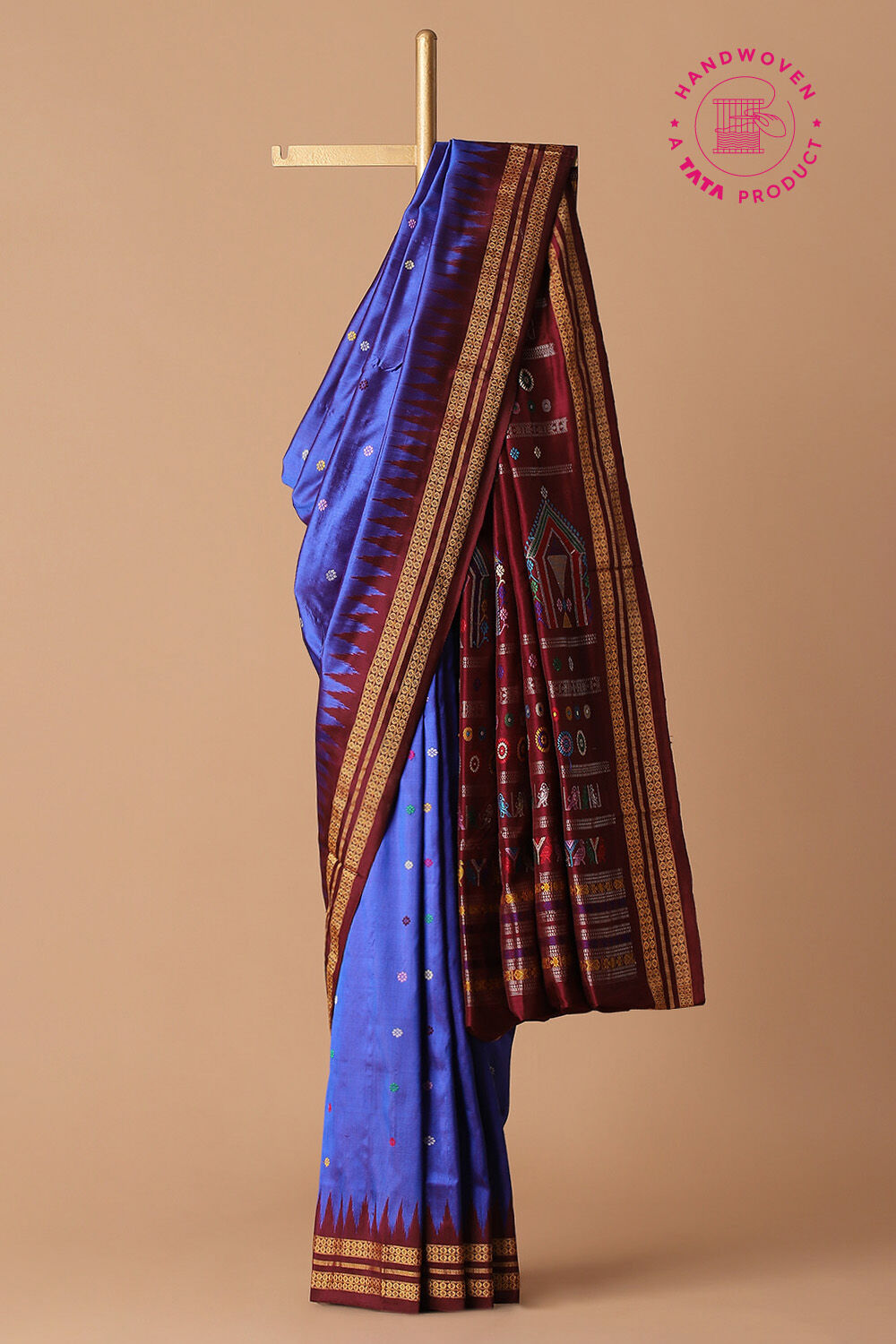 Dark Blue Silk Odissa Dolabedi Saree image number null