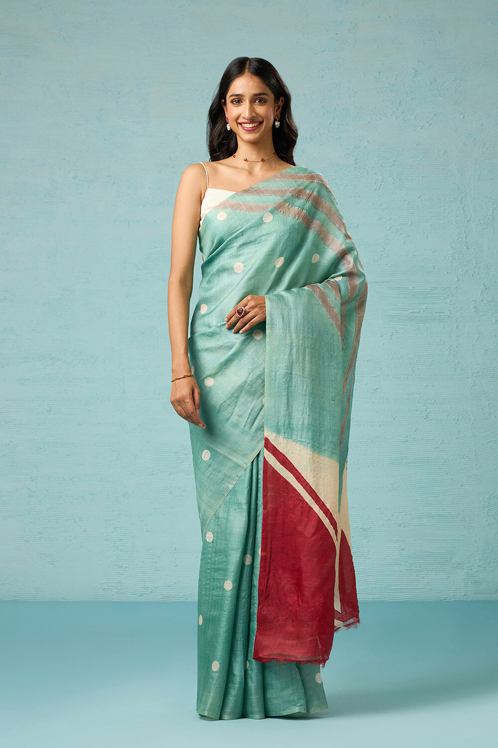 Light Green Chattisgarh Pure Tussar Silk Hand Painted Saree image number null