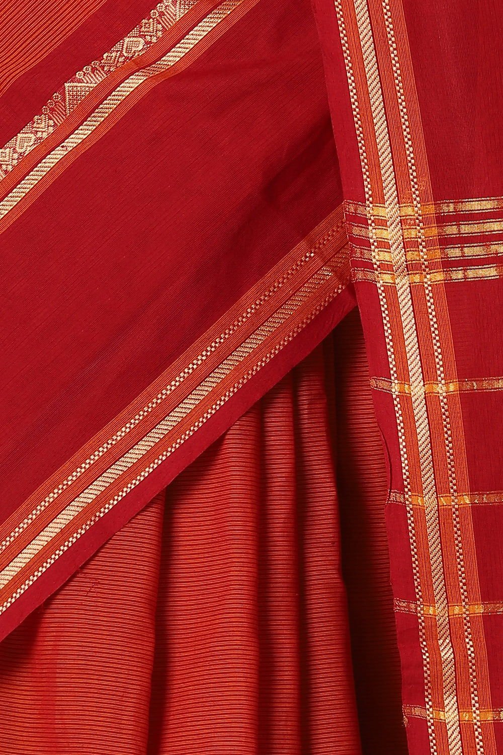 Red Pure Cotton Chettinad Saree image number null