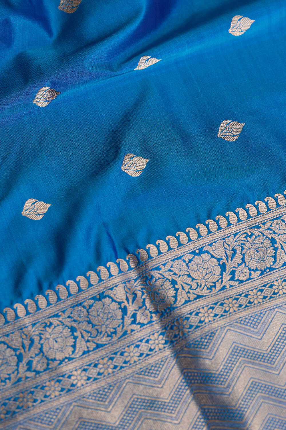 Dark Blue Silk Viscose Kadwa Saree image number null