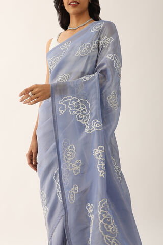 Blue Woven Viscose Tissue Saree thumbnail image number null