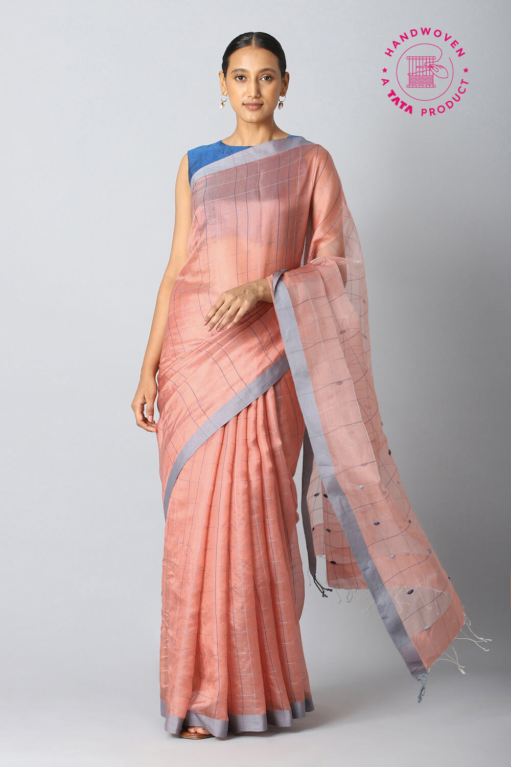 Light Pink Pure Silk Bengal Saree image number null