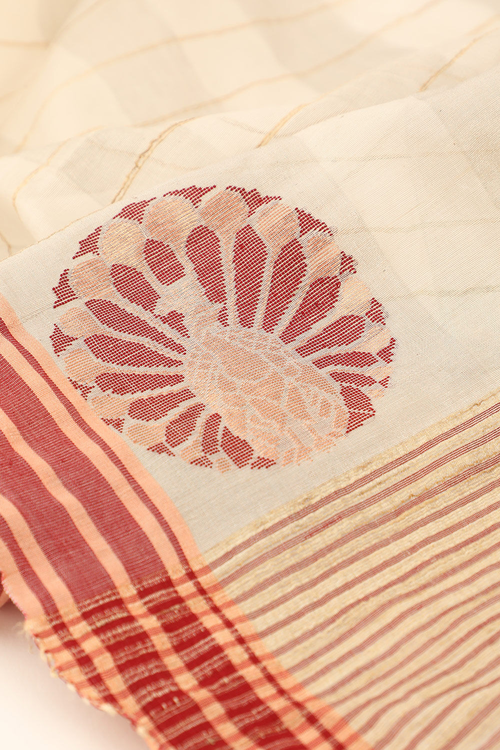 Off White Pure Silk Cotton Woven Chanderi Saree image number null