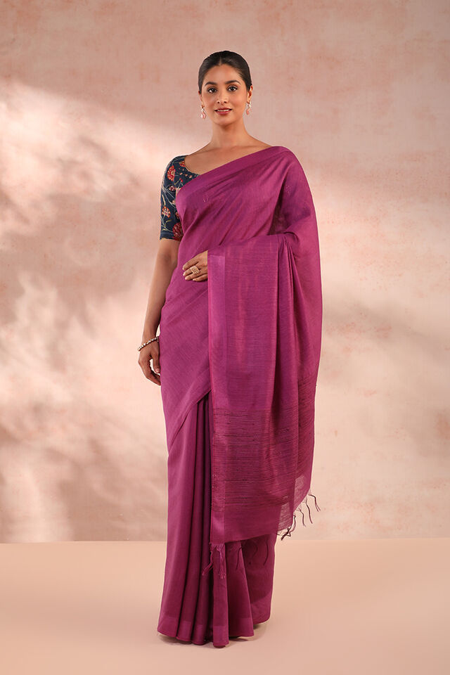 Pink Bhagalpur Woven Pure Silk Saree