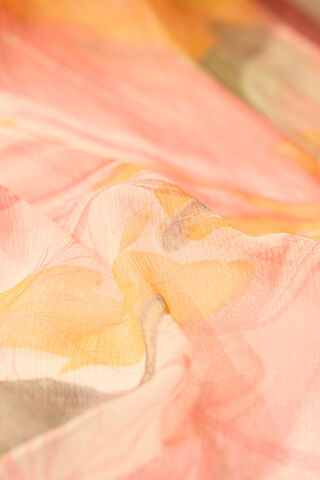 Light Pink Screen Printed Viscose Chiffon Saree thumbnail image number null