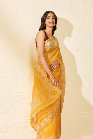Yellow Tencel Embroidered Saree thumbnail image number null