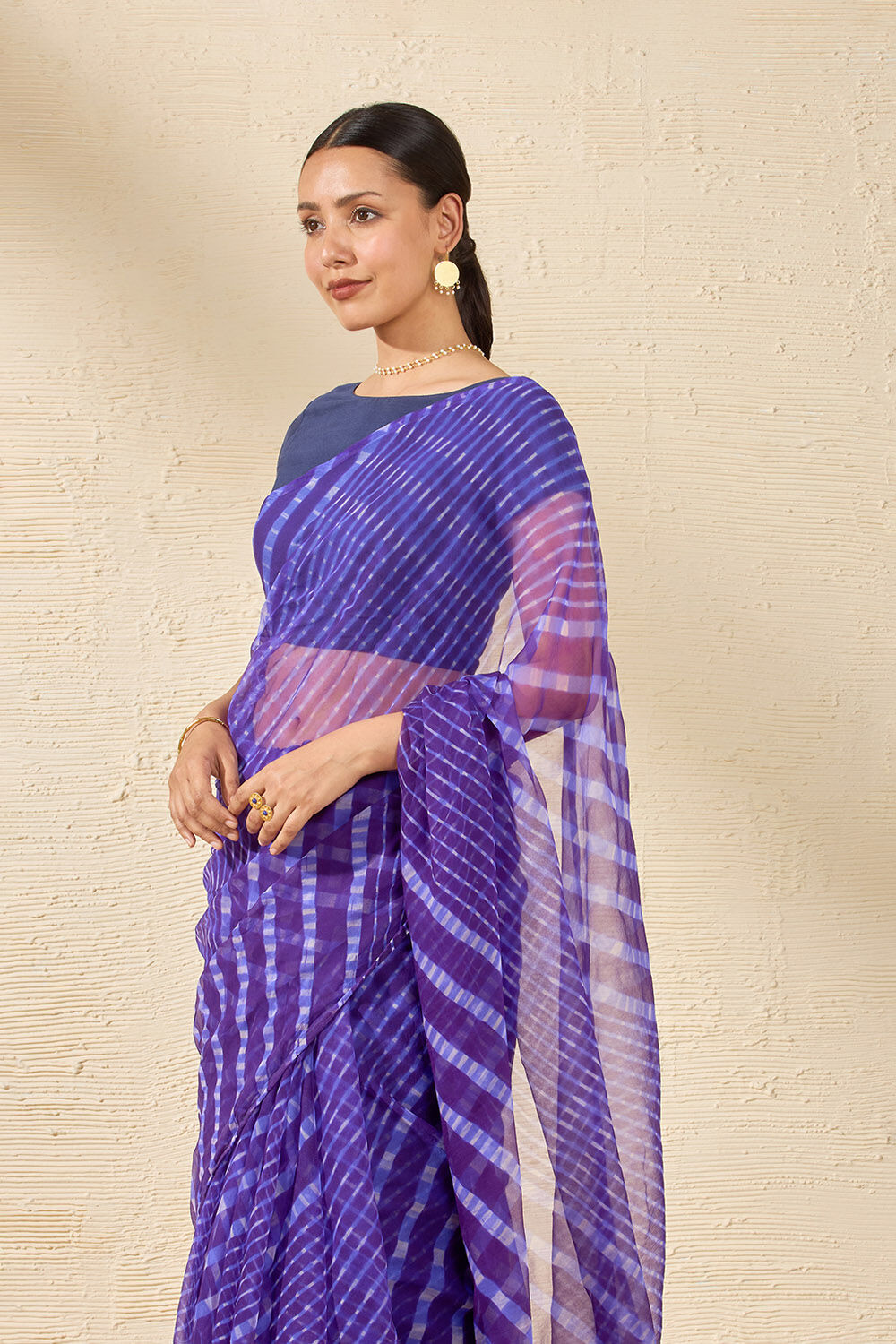 Purple Rajasthan Pure Silk Georgette Tie & Dye Leheriya Saree image number null
