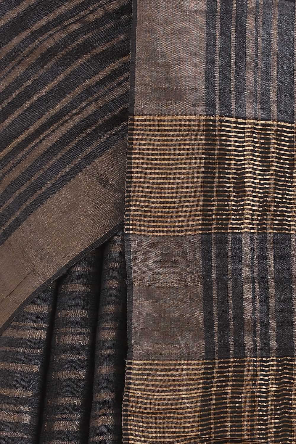 Black Pure Tussar Bhagalpuri Saree image number null